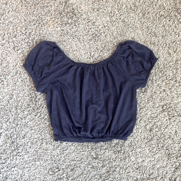 Blue Scrunched Crop Top - Picture 2 of 3